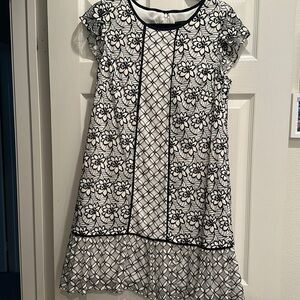 Adrianna Papell white and black floral lace dress